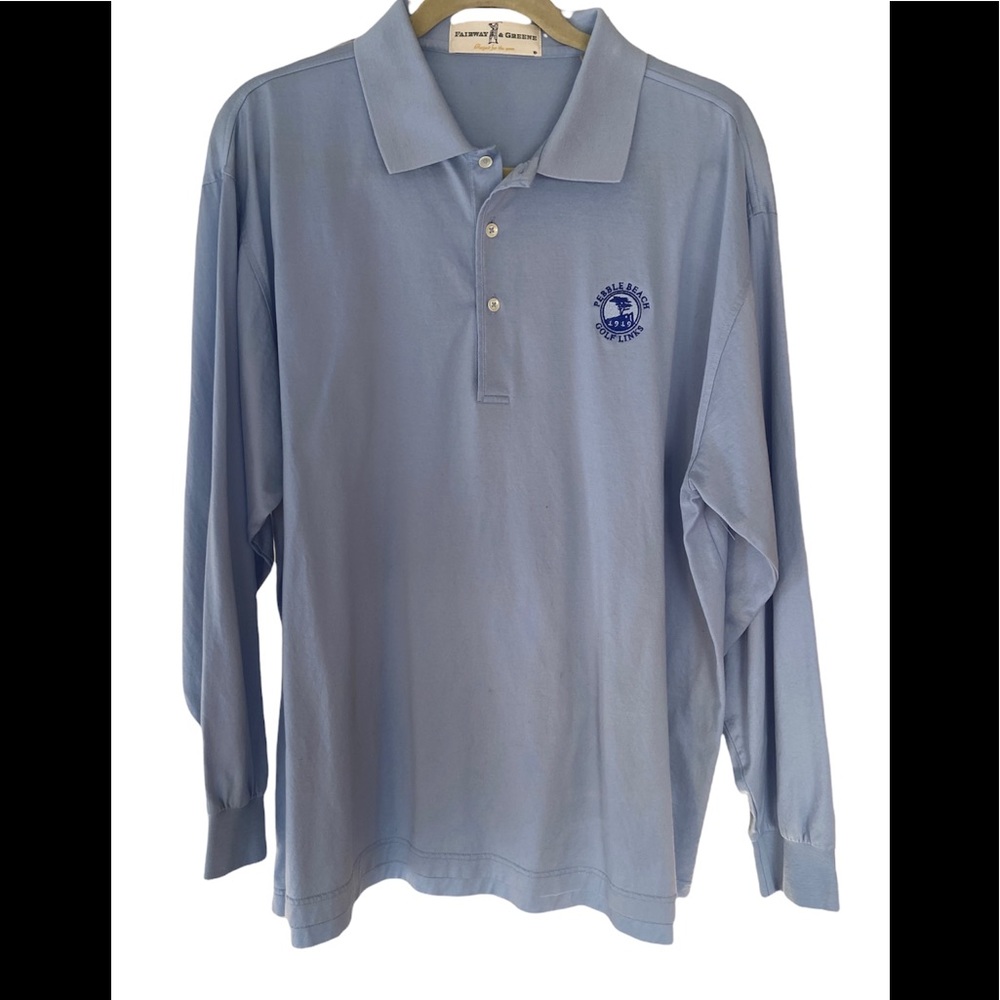 Pebble Beach logo baby blue golf shirt size L